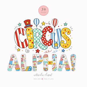 Circus Alpha Clipart Doodle, Circus Alphabet PNG, Doodle Letter Set, Carnival Classroom Decor, Printable Bulletin Letters, Birthday Party