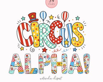 Circus Alpha Clipart Doodle, Circus Alphabet PNG, Doodle Letter Set, Carnival Classroom Decor, Printable Bulletin Letters, Birthday Party