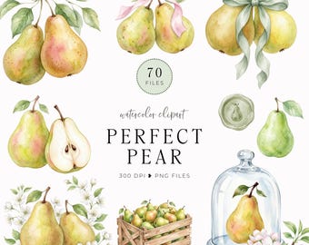 Perfect Pear Bridal Shower Clipart, Perfect Pair Bridal Bundle, Green Floral Theme, Green Wedding Shower Game Invite Graphics Decor