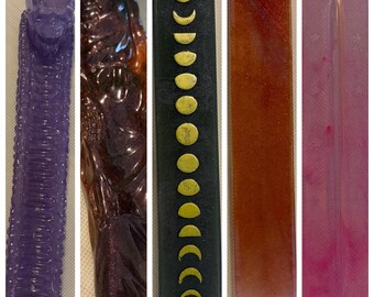 Handmade Resin Incense Holder | Aesthetic & Spiritual Decor | Moon Phase, Gothic  Minimal Designs | Stick Incense Burner | Custom Colors Av