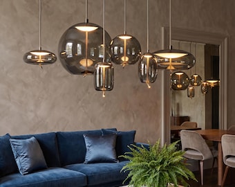 Moderne Glas Pendelleuchte - Minimalistische LED Hängelampe für Küche, Wohnzimmer