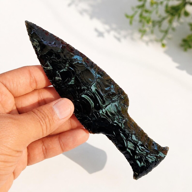 Black Obsidian Knife Blade 6 Inch, Hand Knapped Crystal Dagger ...