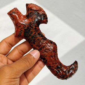 Mahogany Obsidian Viking Axe Knife 6 Inch, Hand Knapped Axe Blade Dagger, Obsidian Athame Knife, Primitive Decor Gift