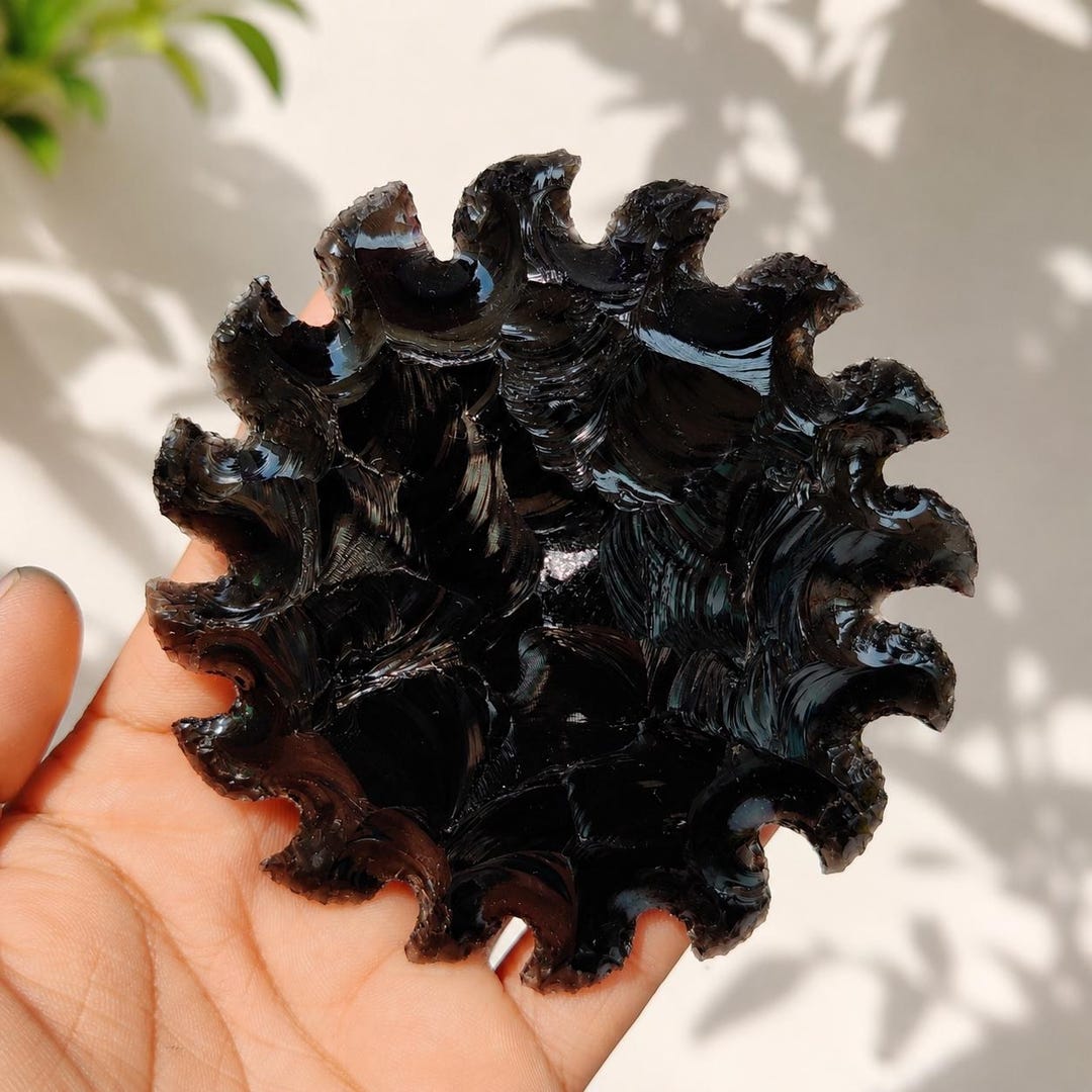 Star Four Inches Hand Knapped Black Obsidian Star, 4 Inch Primitive Stone Art, Agate ...