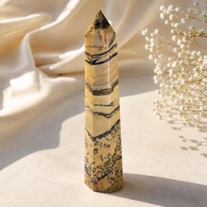 Dendritic Fancy Jasper Crystal Tower | Polished Obelisk Point, Earth Tone Decor