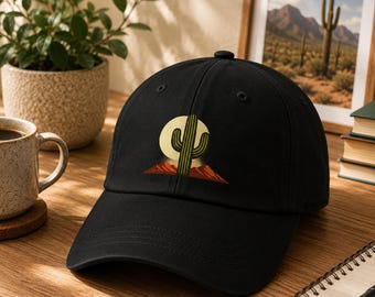 Kapelusz Cactus Desert Dad Hat, minimalistyczna czapka z daszkiem w stylu Sunset, południowo-zachodni styl outdoorowy