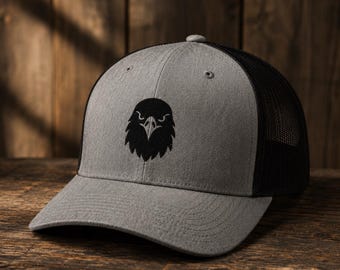 Eagle Trucker Hat, Bald Eagle Cap, Patriotic Hat for Men, Eagle Gift, American Eagle Hat, Wildlife Cap, Outdoor Hat, Eagle Embroidered Cap
