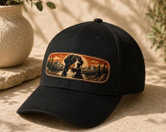 Custom Pet Portrait Trucker Hat: Personalized Leather Patch Cap for Dog Lovers