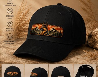 Retro German Shepherd Cap, Vintage Sunset GSD Hat, Outdoor Dog Lover Baseball Cap