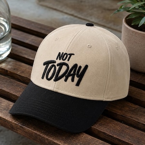 Broderad "Inte idag" 5-panels keps, minimalistisk snapback-keps med uttalande