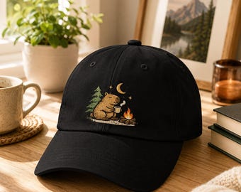Capybara Dad Hat, Cute Camping Hat, Funny Capybara Gift, Nature Lover Cap, Campfire Hat, Cozy Outdoor Hat, Capybara Coffee Hat, Camper Gift