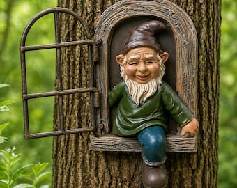 Gnome Tree Decor, Fairy Garden Wall Hanging Sculpture