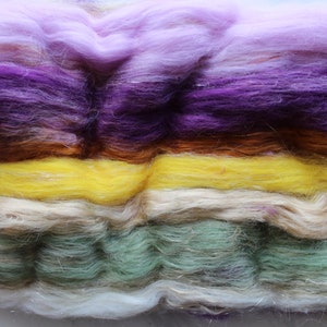 PURPLE IRIS Soft Art Batts to Spin or Felt, Merino Wool, Muga Silk, Sparkly Art Batts, Fiber to Spin, Fiber to Felt, Luxury Fiber, Soft Wool image 3