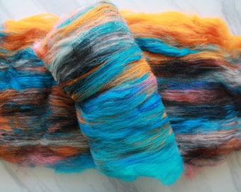 KINGFISHER - Luxury Art Batts to Spin and Felt, Felting Fiber, Spinning Fiber, Luxury Spinning Fiber, Purple Lamb Art Batts