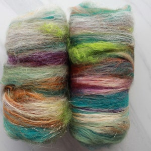 LOTHLORIEN, Luxury Art Batt, Spinning Fiber, Spinning Batt, Felting Batt, Saori Art Batts, Merino, Kid Mohair Locks, Muga Silk, LOTR Batt image 2