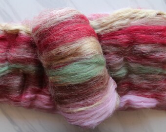 PEACH BLOSSOM Art Batts - Soft Merino, Alpaca, & Mulberry Silk Luxury Art Batts  - 2 oz each, Spinning Fiber, Felting Fiber, Fiber to Spin