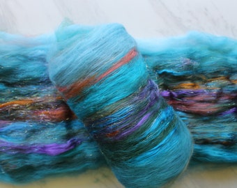 SAILING AWAY Soft Art Batts, Merino Fiber, Spinning Fiber, Felting Fiber, Blue Merino, Luxury Art Batts, Fiber for Spinning, Fiber to Felt