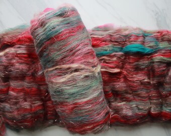 THE SECRET GARDEN Luxury Art Batts to Spin and Felt, Spinning Fiber, Felting Fiber, Wool to Spin, Roving, Soft Wool, Bamboo