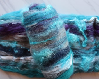 OCEAN AT NIGHT, Soft Art Batts, Merino Art Batts, Alpaca Art Batts, Silk Art Batts, Kid Mohair Locks, Spinning Fiber, Felting Batts, Luxury