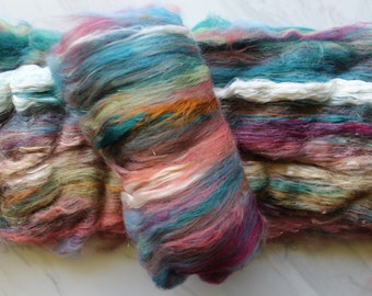 WONDER - Luxury Art Batts to Spin and Felt, Felting Fiber, Spinning Fiber, Luxury Spinning Fiber, Purple Lamb Art Batts