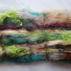 LOTHLORIEN, Luxury Art Batt, Spinning Fiber, Spinning Batt, Felting Batt, Saori Art Batts, Merino, Kid Mohair Locks, Muga Silk, LOTR Batt image 4