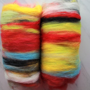 SCANDINAVIA Art Batts to Spin or Felt, Merino Wool Art Batt, Spinning Fiber, Felting Fiber, Bright Art Batt