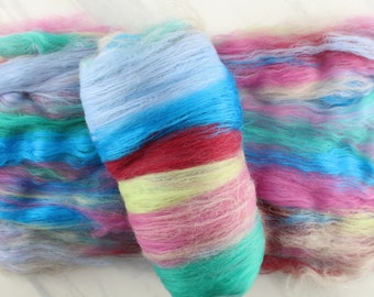 AFTER THE RAIN Luxury Art Batts to Spin and Felt, Luxury Spinning Fiber, Felting Fiber, Baby Alpaca, Merino Wool, Bamboo, Sparkly Art Batt