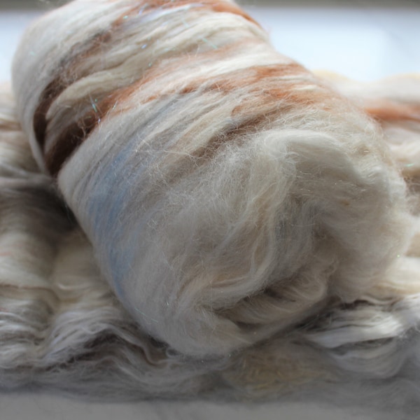 STOPPING BY WOODS - Luxury Art Batts to Spin and Felt, Felting Fiber, Spinning Fiber, Mulberry Silk, Merino, Fiber to Spin, Fiber to Felt