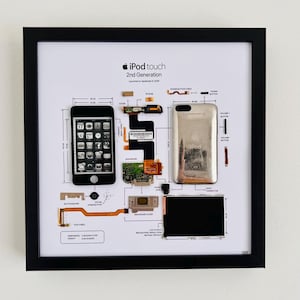 iPod Touch 2nd Generation Deconstructed Apple Art – Handmade Shadow Box Display – Tech Enthusiast Gift