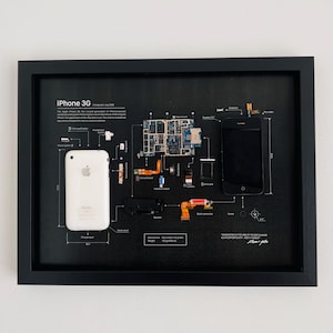 iPhone 3G Deconstructed Apple Art – Handmade Shadow Box Display – Tech Enthusiast Gift