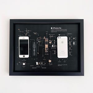 iPhone 5S Deconstructed Apple Art – Handmade Shadow Box Display – Tech Enthusiast Gift