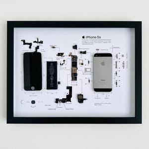 iPhone 5S Deconstructed Apple Art – Handmade Shadow Box Display – Tech Enthusiast Gift