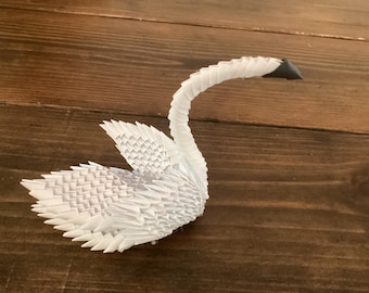 3D Origami Swan Sculpture: 6-Inch Tall Paper Craft Decoration