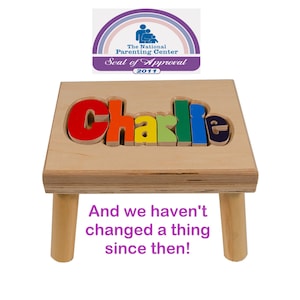 Wooden Name Puzzle Stool: Personalized Baby Toddler Gift