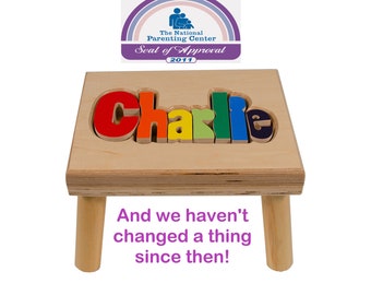 Child's Name Puzzle Stool for baby, toddler, newborn, Wooden Name Puzzle