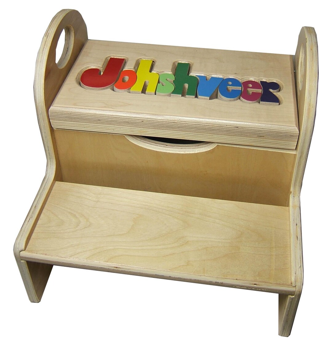 Personalized Name Puzzle Stool ~ Wooden Step Stool for Kids or Toddler ...