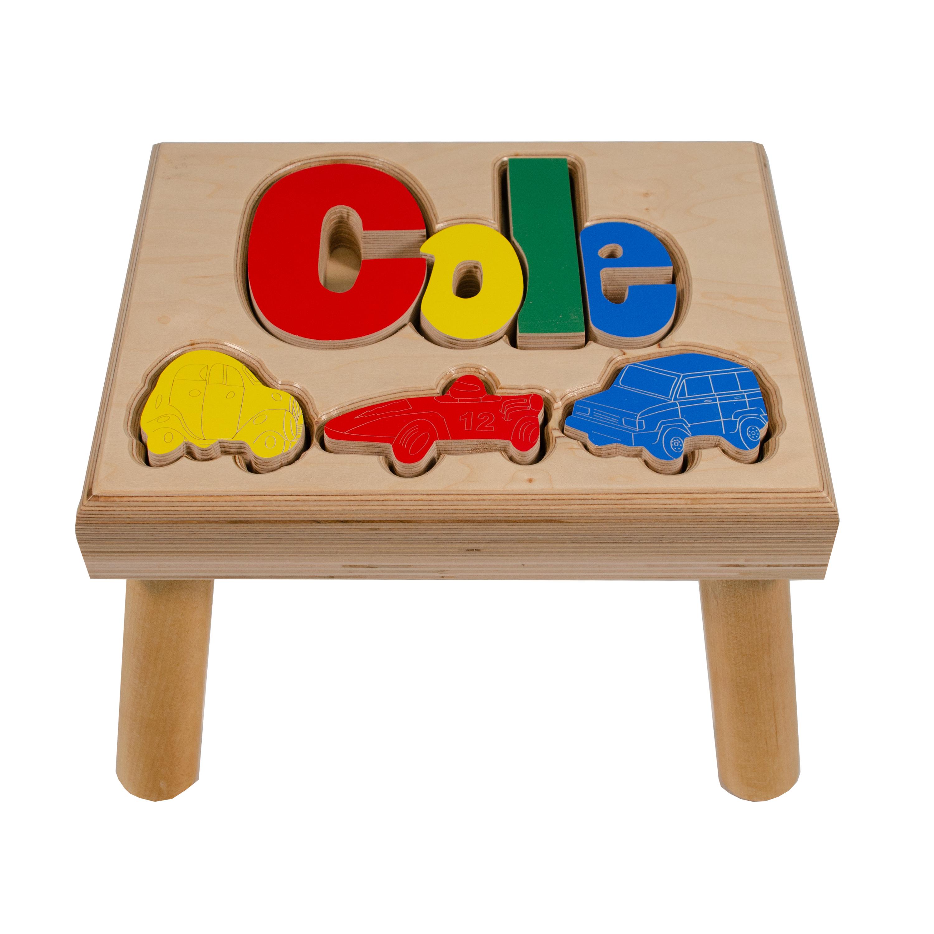 Personalized Baby Name Puzzle Stool With Cards (colorful Design ...