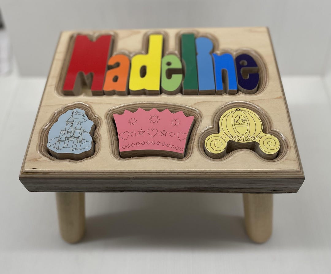 Personalized Princess Girl Name Puzzle Stool - Wooden Toddler Step ...