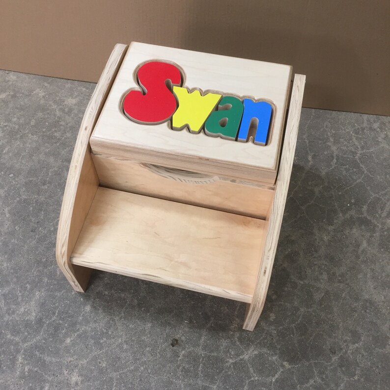 Personalized Two Step Name Puzzle Stool Made From Maple Wood ~ Kids ...