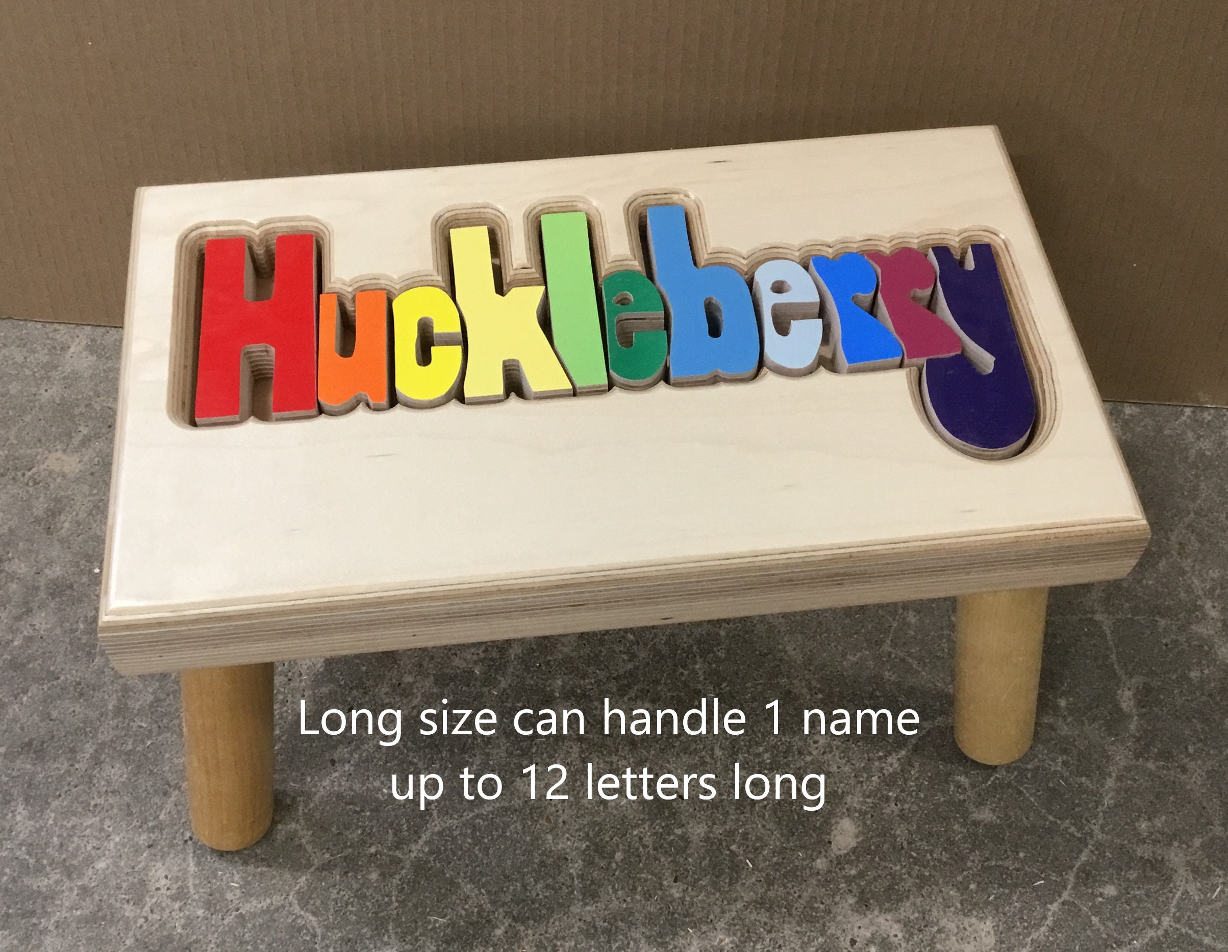 Personalized Maple Wood Name Puzzle Stool ~ Wooden Step Stool ...