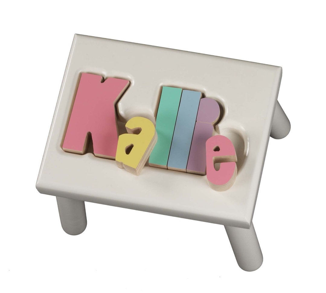 Custom Name Puzzle Stool for Kids With Colorful Letters ~ Personalized ...