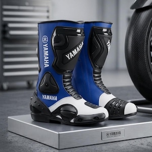 Yamaha motorcykelstövlar | Racingstövlar i äkta läder | Skyddande motorcykelskor