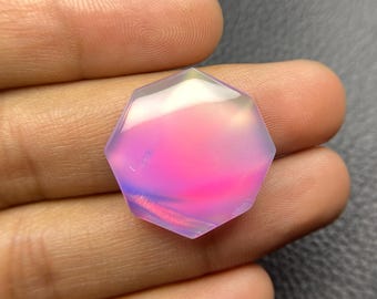 Opale Aurora a cabochon di alta qualità, doppietto, lucidatura liscia, forma esagonale, pietra preziosa sciolta - 20x20x6 mm per la creazione di gioielli