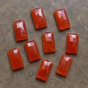 Genuine Orange Carnelian Gemstone Rectangle Both Side Checker  Cut Calibrated Loose Gemstone 5x10 -15x30 MM All Size Available For Jewelry