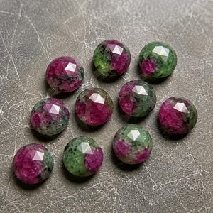 100% Natural Ruby Zoisite Both Side Rose Cut Round Shape Calibrated Lot Gemstone - Jewelry Making Stone  (5 -30 MM) All Size Available