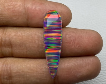 Cabochon di opale Aurora Gilson Doublet – Pietra preziosa sciolta a forma di pera (10x30x5 mm)