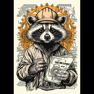 Engineer Raccoon Shirt Funny Trash Panda STEM Gift Vintage Tech Developer Tee