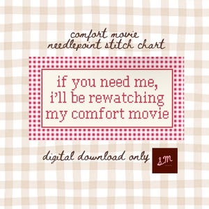 Gingham Comfort Movie Pun Needlepoint Stitch Chart (Digital Download)