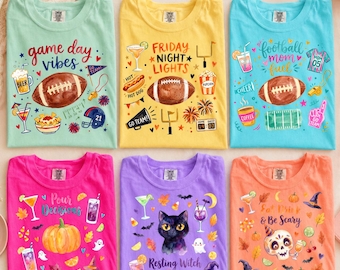 Funny Cocktail PNG Bundle Football Game Day Halloween Sublimation Drinking Quote Tailgate Fall Party Shirt Design Spooky Beer Clipart Set