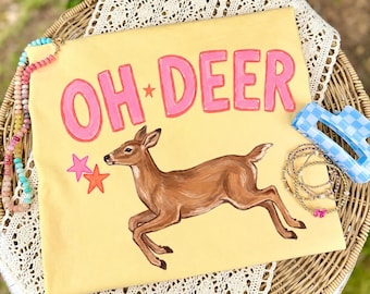 Oh Deer PNG | Hand Drawn Deer T-Shirt Design | Preppy Coquette Sublimation | Southern Boutique PNG